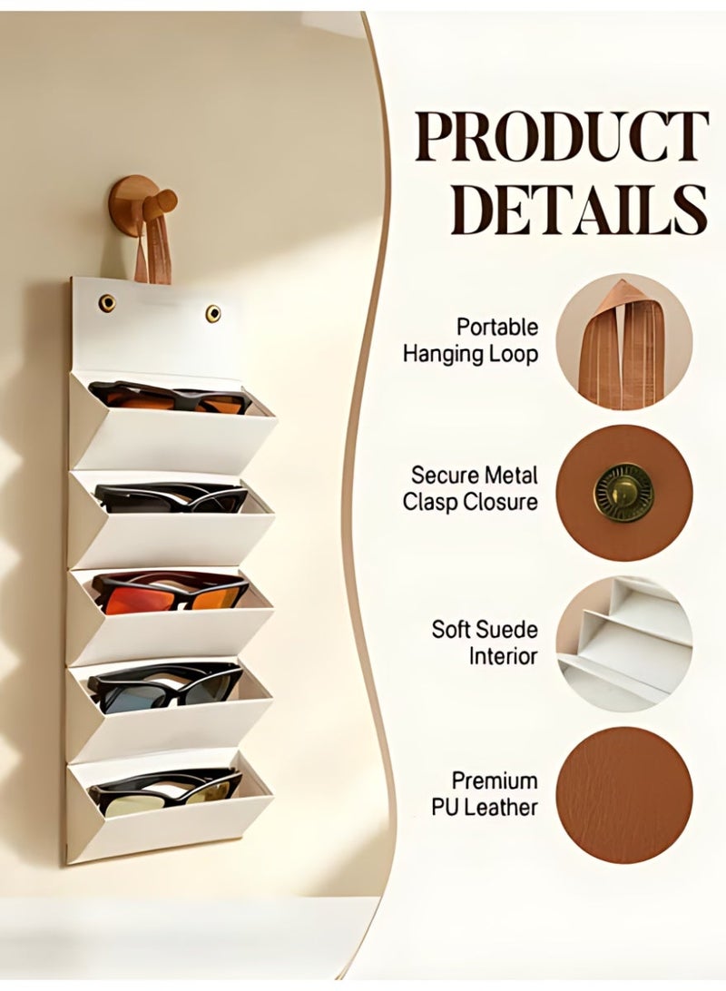 منظم نظارات شمسية متعدد الفتحات حقيبة سفر لنظارات شمسية حقيبة تخزين نظارات السفر 5 فتحات حقيبة تخزين نظارات شمسية محمولة صندوق حامل نظارات قابل للطي حاويات عرض للنظارات للنساء والرجال - view 5